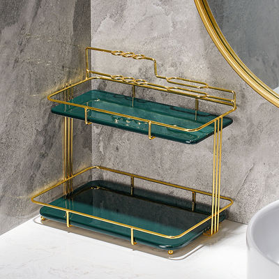 Waterproof Metal H30CM 2 Tier Bathroom Counter Shelf