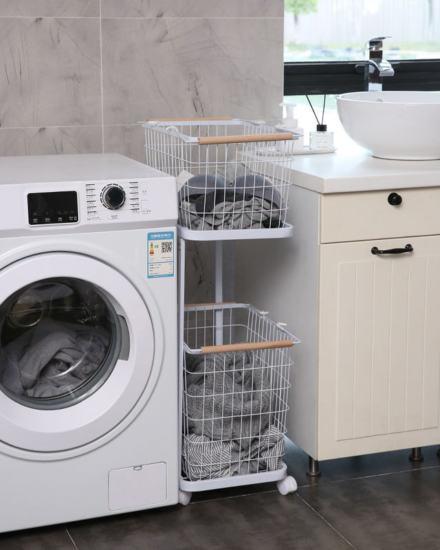 Two Layers Galvanized 960mm Height Steel Laundry Basket
